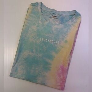 Aeropostale Men's Short Sleeve Tie-Dye Tee - Blue, Pink, Yellow
